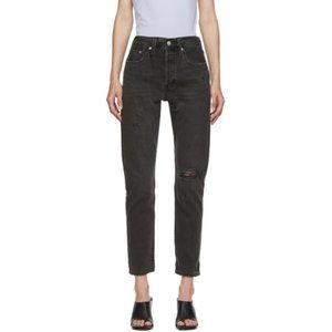 Levi's 501 Skinny Jeans in Distressed Washed Black 30